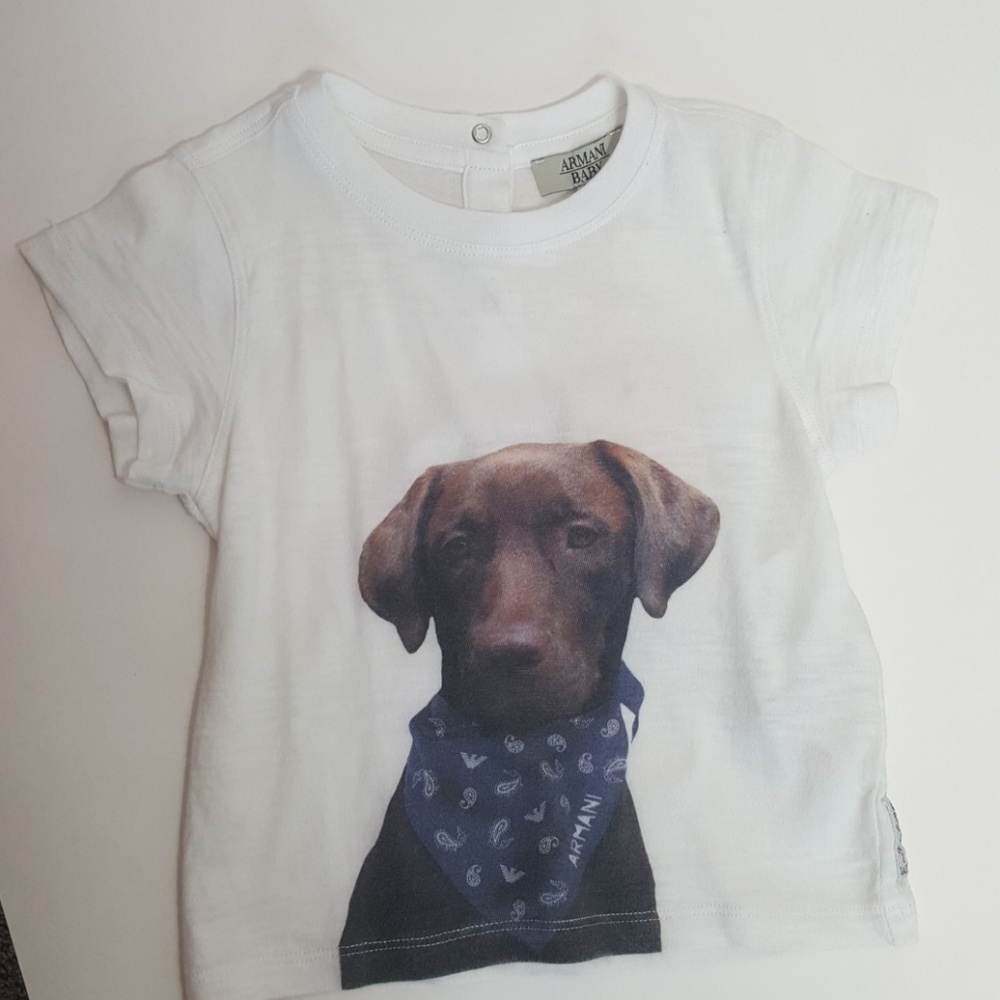 Armani Baby "Dog" 100% Cotton T-shirt size 9 month